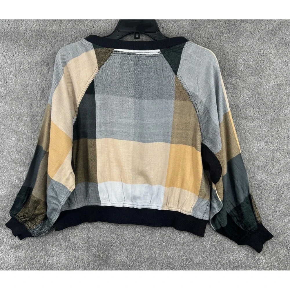Free People Intimately‎ Sugar Cookie Plaid Pullover Top XS Neutral Combo NWT